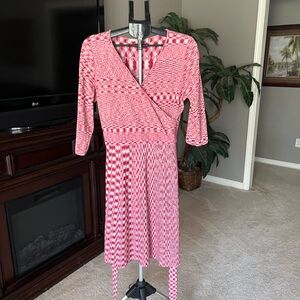 41 Hawthorne Red/white Patterned Faux Wrap Dress. XL. GUC